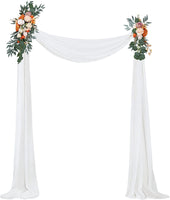 Wedding Arch Flowers (Pack of 3) 2PCS Burnt Orange Artificial Flowers with 1PC White Chiffon Fabric Floral Swags for Arch Drapes Autumn Fall Decorations