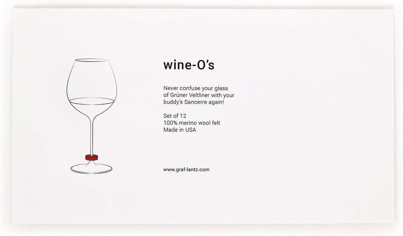 Graf Lantz Wine-O's Wine Glass Identifier, 12 Piece, Round 100% Merino Wool, Eliminate Unknown Glass Syndrome