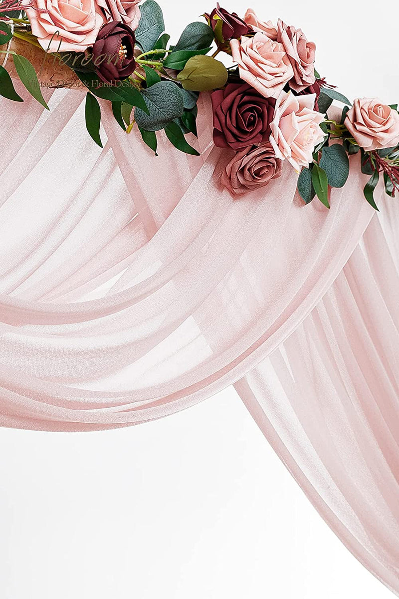 20Ft Dusty Rose Chiffon Wedding Arch Drapes - Set of 2