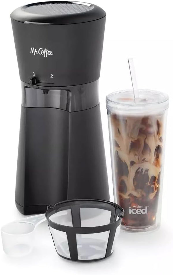 Coffee Tumbler Mr Coffee Iced Coffee Maker with Reusable Tumbler and Coffee Filter Black, 1 Count (Pack of 1)