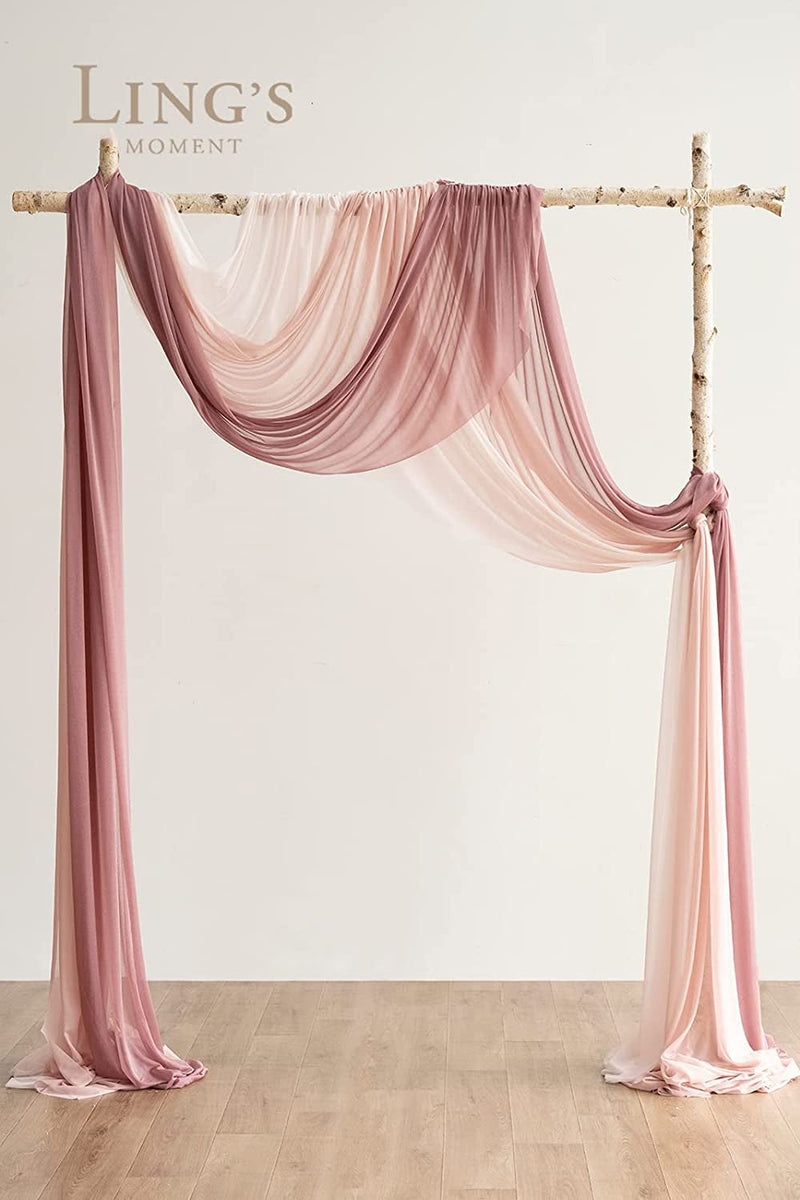 New Version Easy Hanging Wedding Arch Draping Fabric 3 Panels 30" W X 26.5Ft for Wedding Ceremony Reception Swag Decorations, Mauve + Dusty Rose + Blush