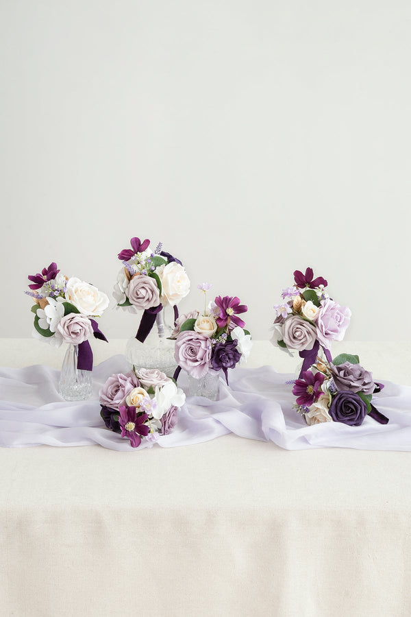 Lilac  Gold Mini Flower Centerpiece Set