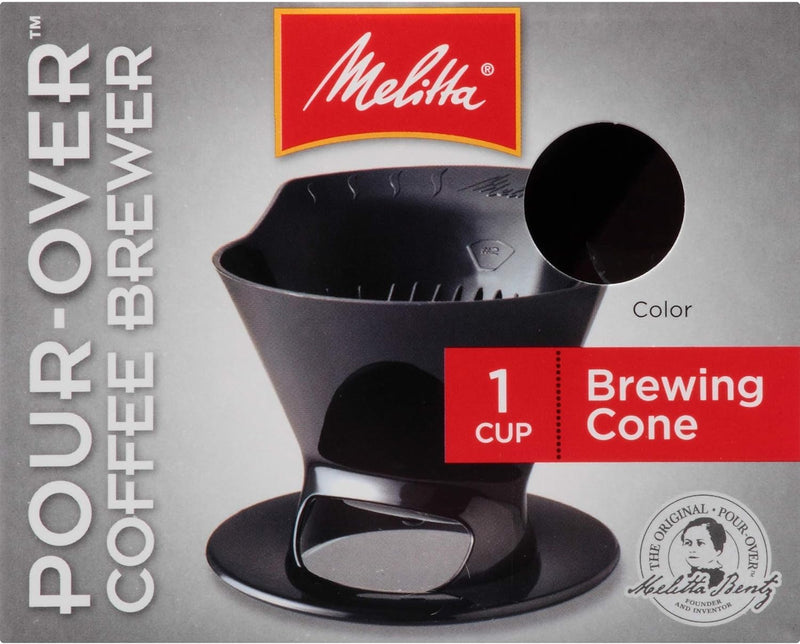 Melitta Filter Coffee Maker, Single Cup Pour-Over Brewer, Black, 1 Count