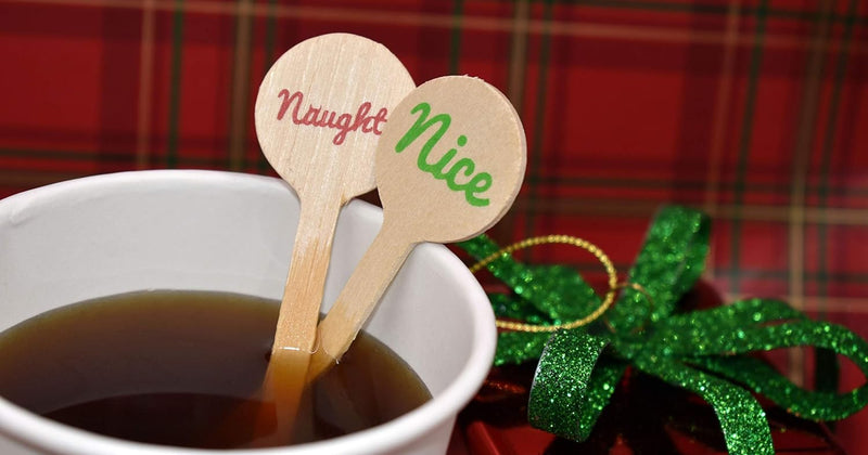 Perfect Stix - Cocktail 6 R- Naughty Nice-50 6" Wooden Cocktail/Drink Stirrers with Naughty or Nice Pack of 50ct