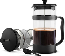 Utopia Kitchen French Press Coffee Maker, Espresso Tea and Coffee Maker with Triple Filters 34 Ounce, Stainless Steel Plunger and Heat Resistant Borosilicate Glass - Black