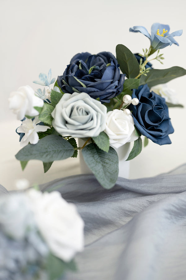 Assorted Floral Centerpiece Set - Dusty Blue  Navy