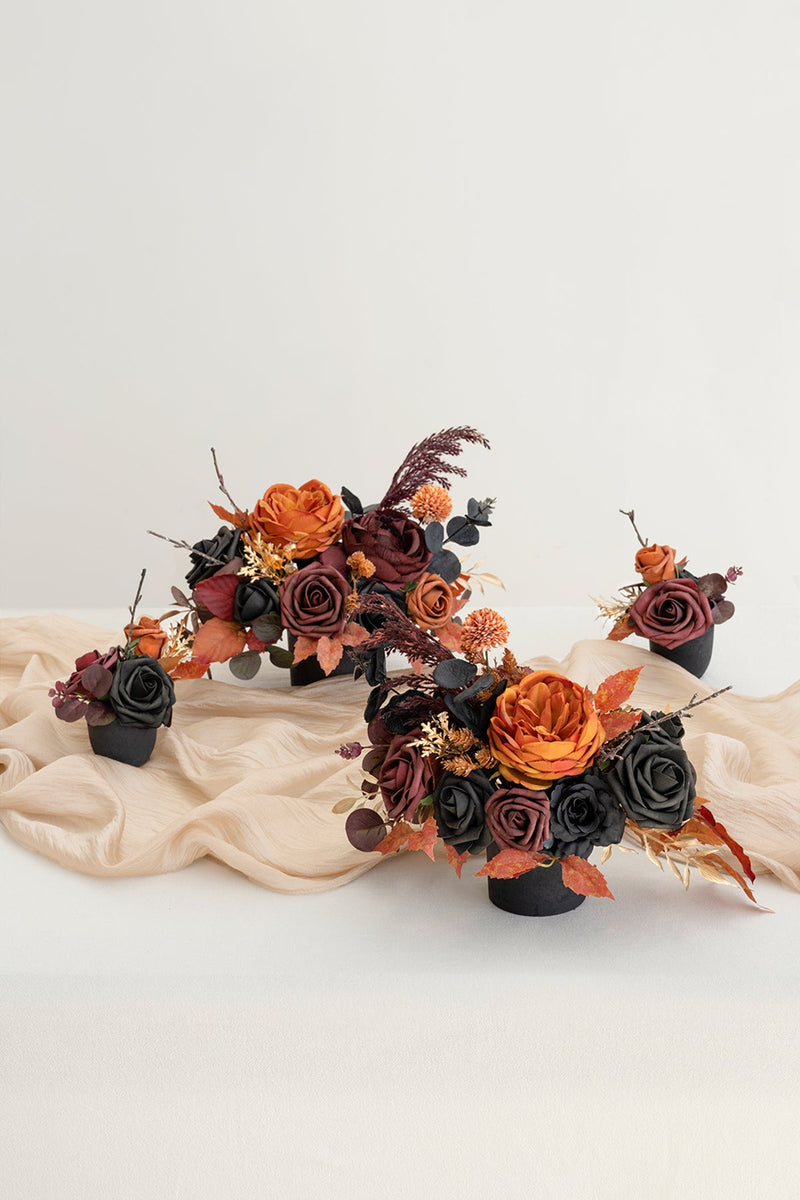 Floral Centerpiece Set - Black  Orange Assorted