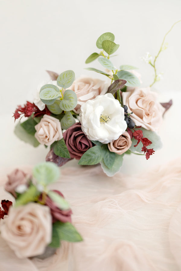 Floral Centerpiece Set in Dusty Rose  Mauve