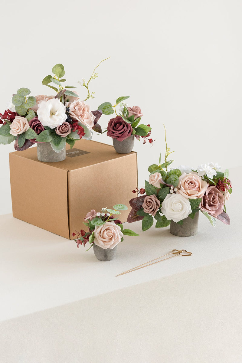 Floral Centerpiece Set in Dusty Rose  Mauve