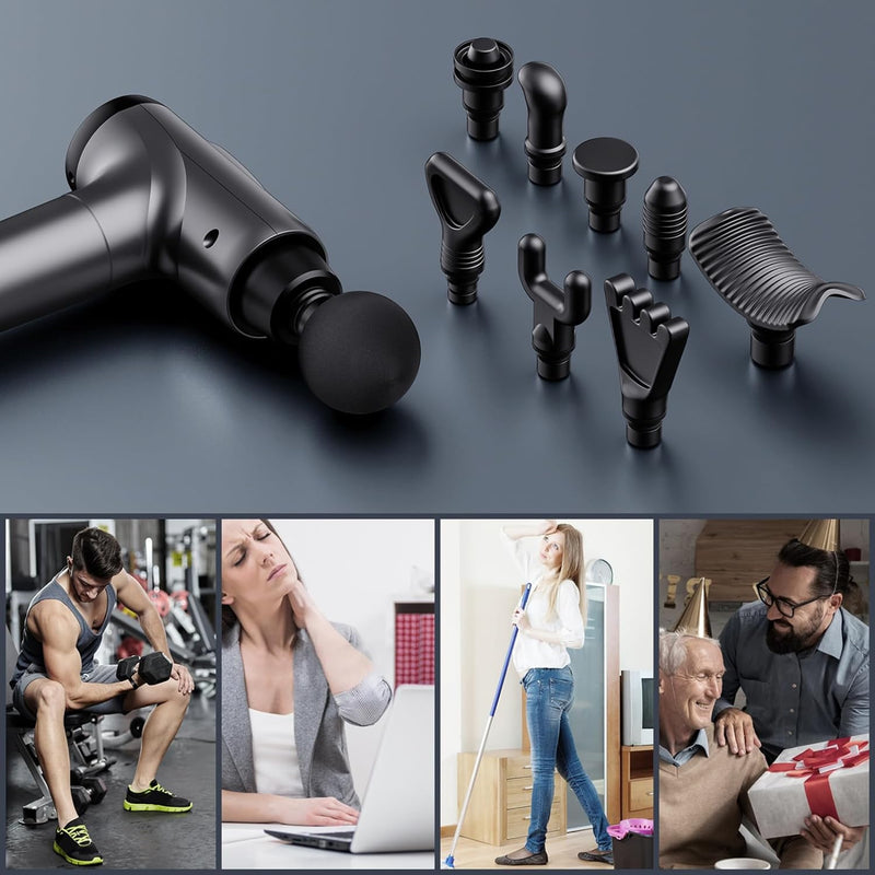 Massage Gun Deep Tissue, Handheld Electric Muscle Massager, High Intensity Percussion Massage Device for Pain Relief with 9 Attachments & 30 Speed(Grey)