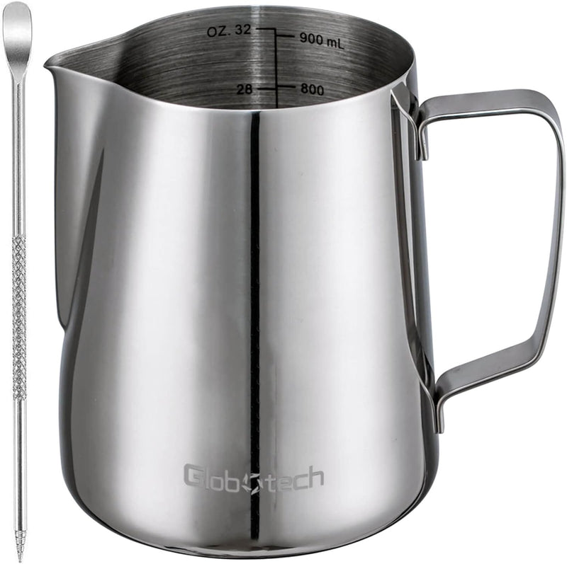 Milk Frothing Pitcher Latte Cup - Stainless Steel Pitcher Latte Art Espresso Machine Accessories Steaming Pitcher Cappuccino Coffee Milk Frother Cups 12 Oz (350ml)…