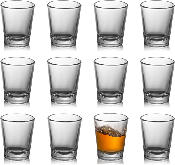 OBTANIM 12 Pack Shot Glasses, 1.5 oz Clear Shot Glass Cups Set with Heavy Base for Bar Restaurants Home