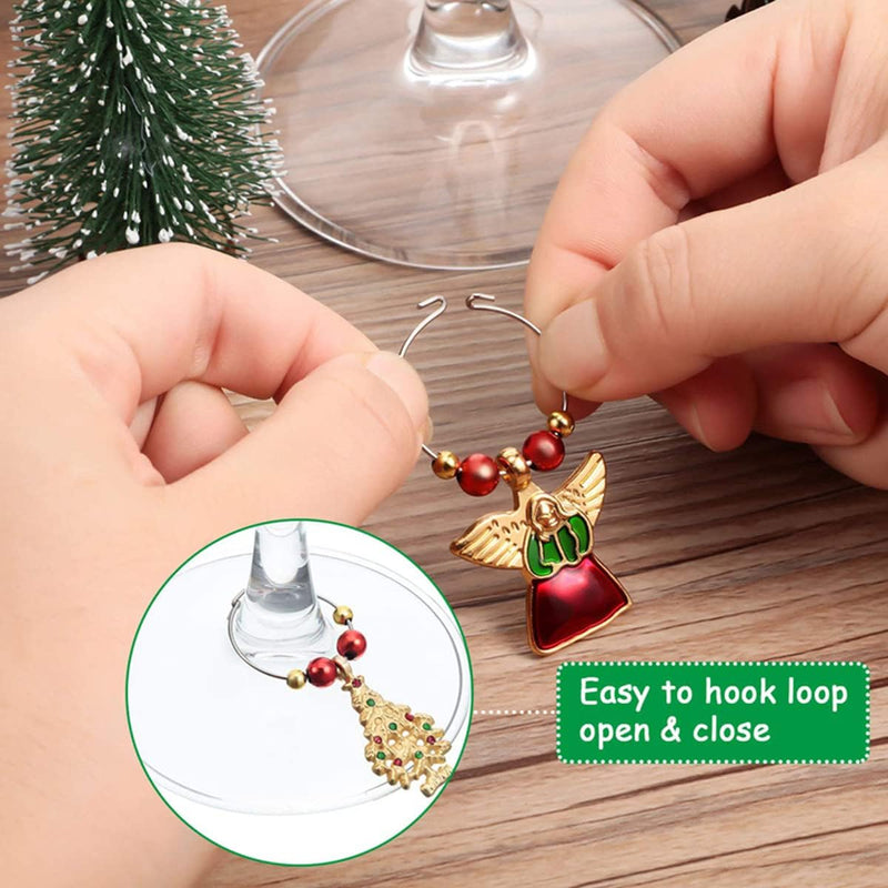 Funny Christmas Holiday Wine Charms for Stem Glasses Wine Glass Markers Charms for Holiday Party Dinner Party Family Gathering