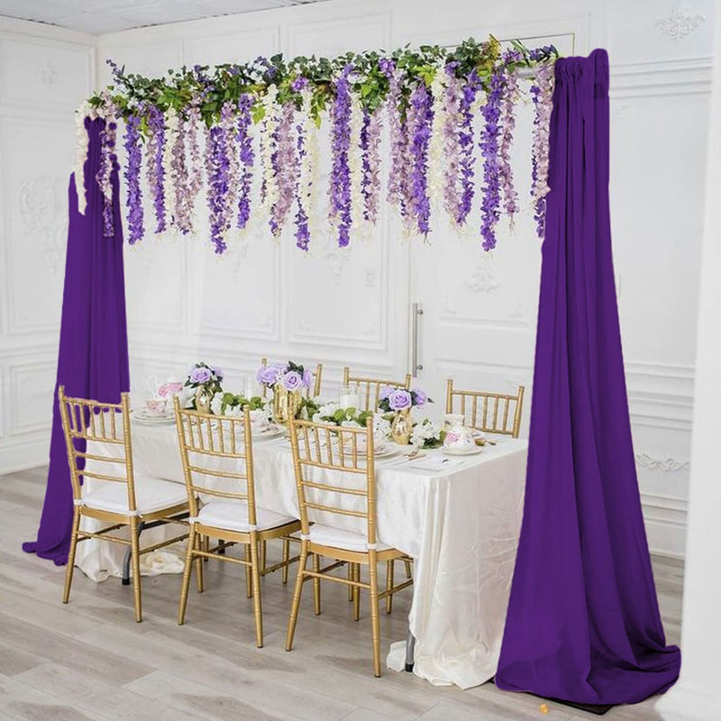 Purple Wedding Arch Drapes - 20FT 2 Panels Sheer Backdrop for Ceremony Reception Decorations