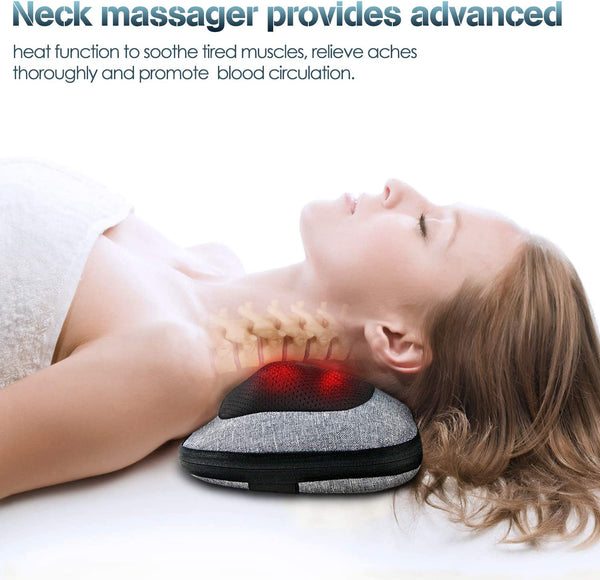 VIKTOR JURGEN Back Massager, Neck Massager with Heat, Massage Pillow Gifts for Men & Women, Electric Shiatsu Back Massager, Deep Kneading Shoulder Massager for Full Body Muscle,Massage at Home, Car