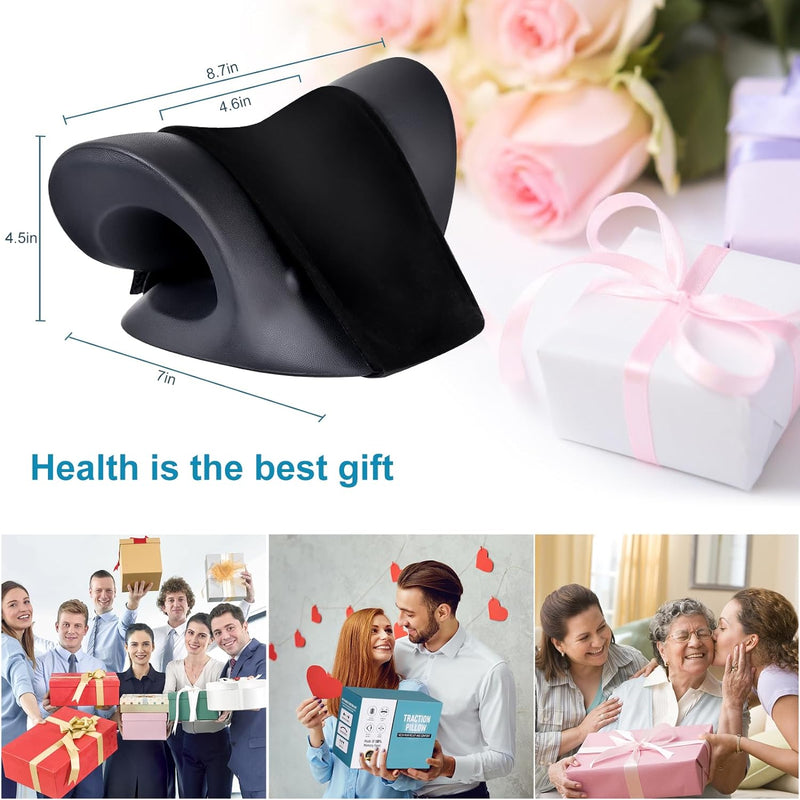 Neck Stretcher Neck Pain Relief Heated Cervical Traction Device Pillow with Graphene Heating Pad Neck Massager Neck Hump Corrector for TMJ Pain Relief and Spine Alignment