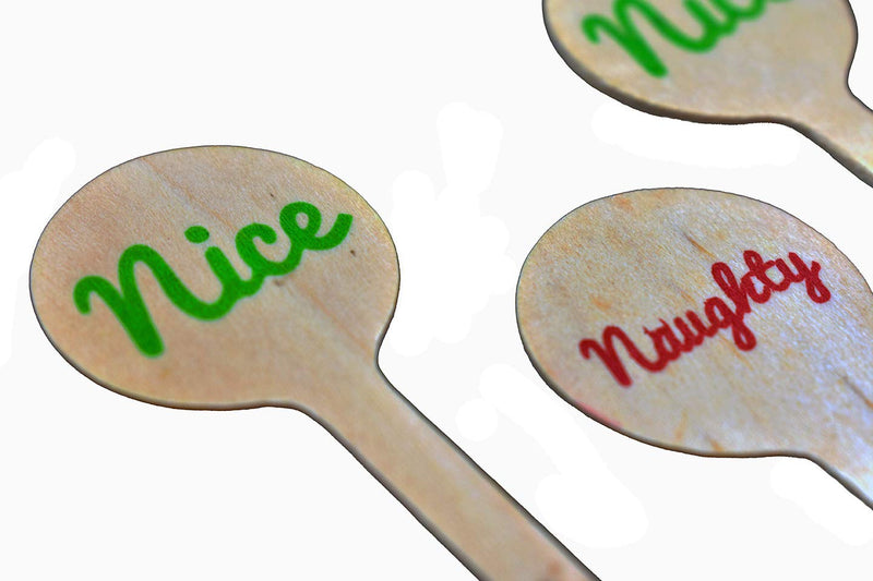 Perfect Stix - Cocktail 6 R- Naughty Nice-50 6" Wooden Cocktail/Drink Stirrers with Naughty or Nice Pack of 50ct