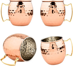 BOLD & DIVINE Moscow Mule Mugs | 3.7 x 4 Inches | Large | 18 oz | Set of 4 Cups | Stainless Steel Lining | Pure Copper Plating