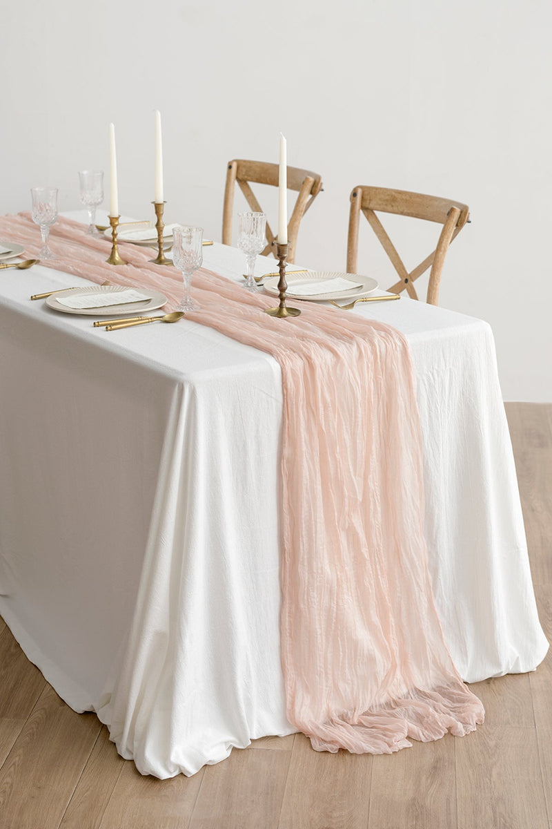 Blush  Cream Cheesecloth Napkins  Table Runner Set