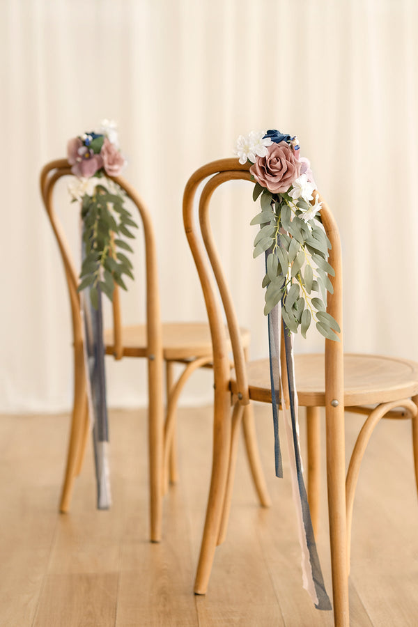 Dusty Rose  Navy Aisle and Chair Decor