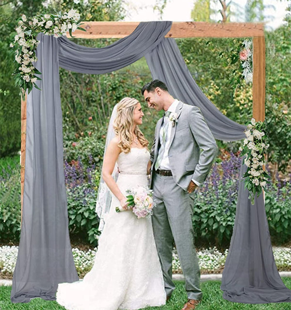 Wedding Arch Drapes Fabric Panels - 6 Yards Grey Chiffon Backdrop Curtains for Weddings and Parties Gray Sheer Draping Fabric for Decorations and Ceilings