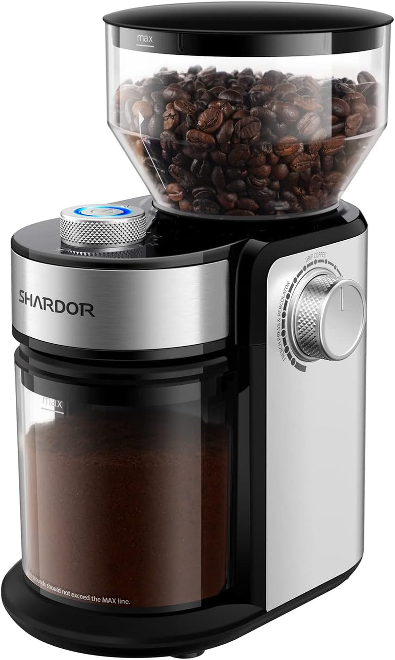 SHARDOR Electric Burr Coffee Grinder 2.0, Adjustable Burr Mill with 16 Precise Grind Setting for 2-14 Cup, Black