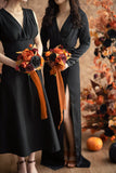 DIY Bridal Flower Set Package in Black & Pumpkin Orange | Clearance