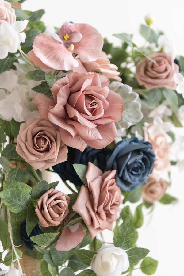 Dusty Rose and Navy Flat Arch Flower