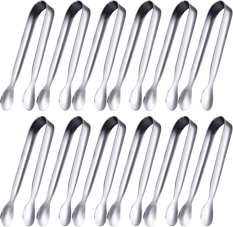 12 Pieces Sugar Tongs Ice Tongs Stainless Steel Mini Serving Tongs Appetizers Tongs Small Kitchen Tongs for Tea Party Coffee Bar Kitchen (Silver, 4.3 Inch)