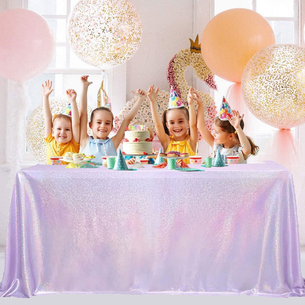 Lavender Sequin Tablecloth - Glitter Table Linens for Celebrations - 55X102 Inches