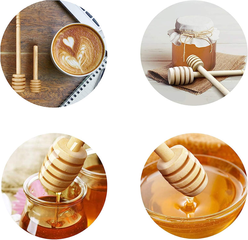 2 Pack Wooden Honey Dipper Mini Honey Dipper Sticks Honey Dippers Jam Muddler Syrup Stirrer for Honey Jar Dispense Drizzle Honey (2 Size)