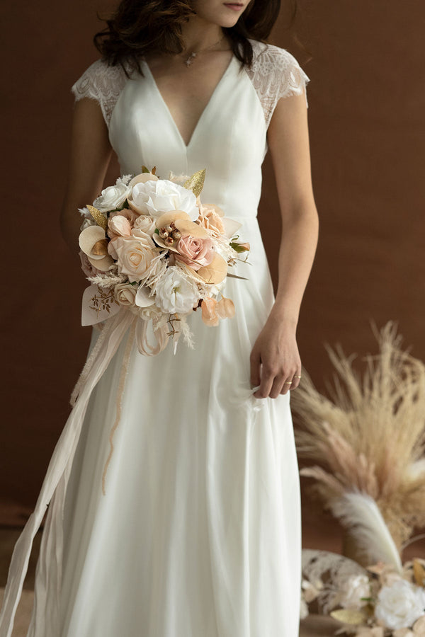 Bridal Bouquet - White Beige - Round