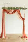 Wedding Arch Draping Fabric 3 Panels 30" X 20Ft Chiffon Fabric Drapery Wedding Ceremony Reception Swag Decorations(Peach +Coral Peach +Terracotta)