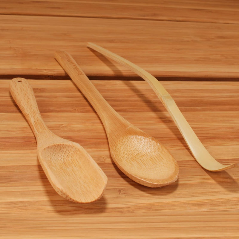 BambooMN Chashaku Matcha Tea Scoop Spoon Organic Bamboo Ceremonial Tea Utensil - Natural - 3 Pieces