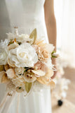 Standard Round Bridal Bouquet in White & Beige