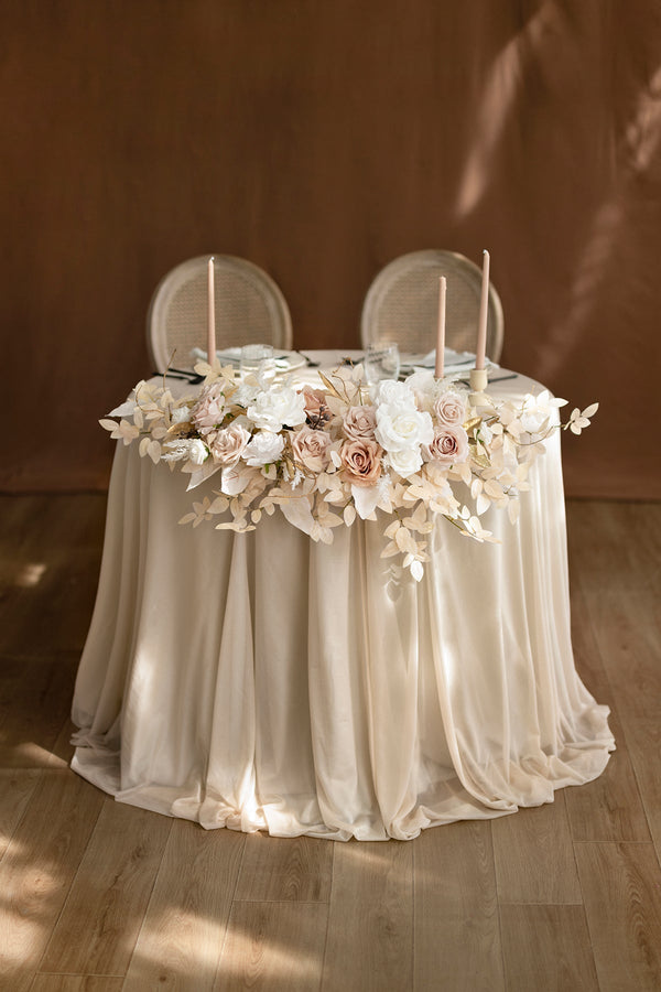 White  Beige Head Table Floral Swags