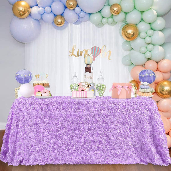 Rosette Tablecloth - Lavender 3D Floral Satin