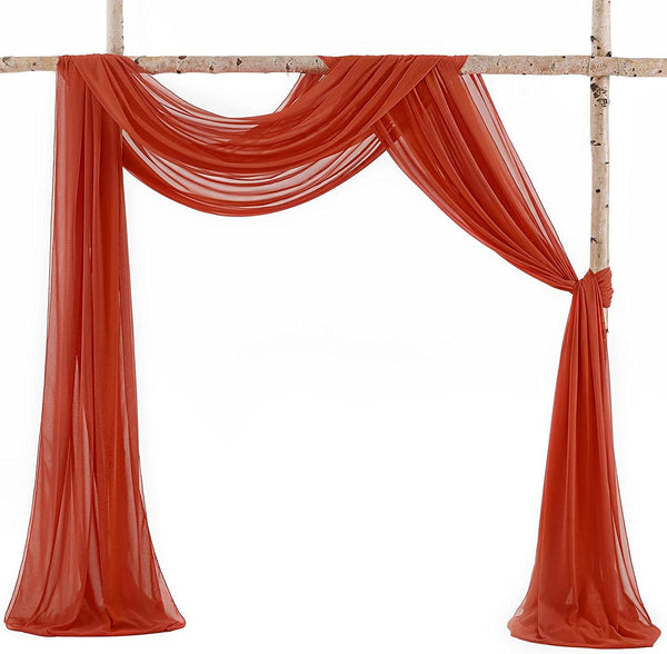 Terracotta Wedding Arch Drapes - 3 Panels 6 Yards Sheer Backdrop for Parties Ceremonies Stages and Receptions