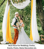 Wedding Arch Draping Fabric Gold & White 19 FT Long Wedding Arch Chiffon Drapes Wedding Arch for Arbor Bridal Archway Soild Sheer Window Scarf Wedding Ceremony Reception Stage Swag Decoration