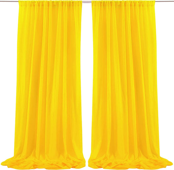 10x10 Yellow Backdrop Curtain Drapes Wrinkle-Free Sheer Chiffon - Wedding Party Stage Decor