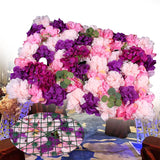 6 Pcs Artificial Silk Flower Wall Panel Flower Wall with Leaves Panel Floral Backdrop Flower Wall Decor 16 X 24 in Silk Rose Wall Suitable for Wedding Party Home Decor Pink and Dark Purple