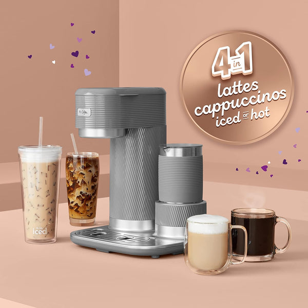 Mr. Coffee 4-in-1 Single-Serve Latte Lux, Iced, and Hot Coffee Maker with Milk Frother,22 ounces