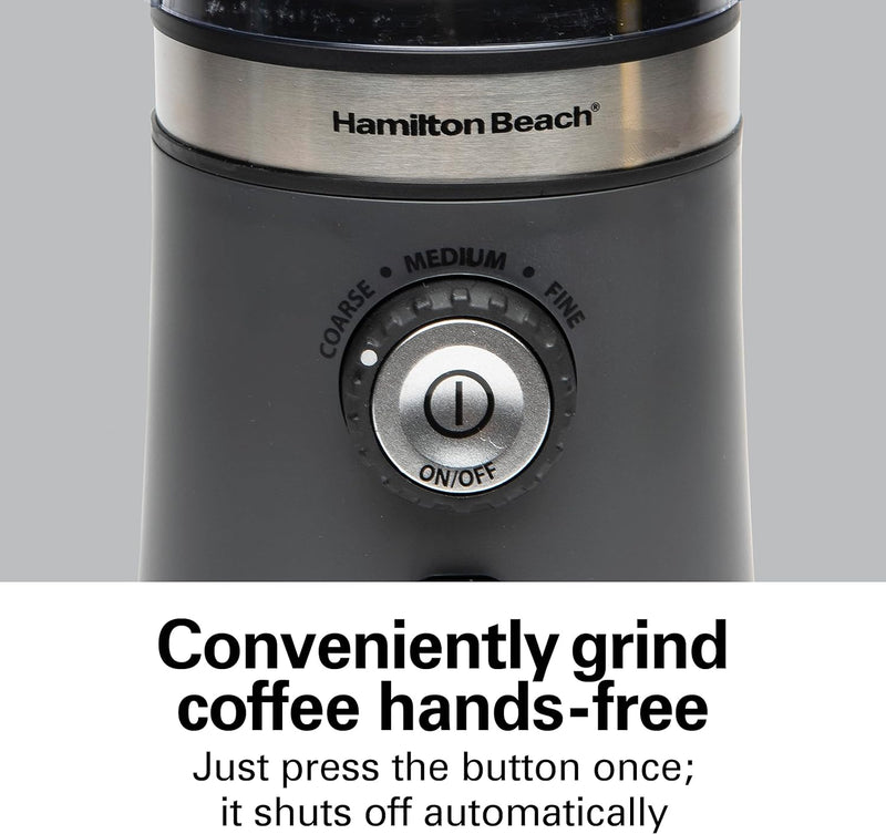 Hamilton Beach Electric Coffee Grinder for Beans, Spices and More, with Multiple Grind Settings for up to 14 Cups, Removable Stainless Steel Chamber, Grey (80396C), 10 oz