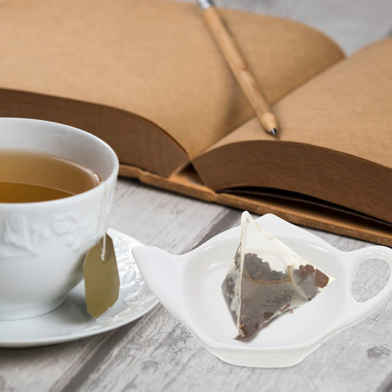 2Pcs Tea Bag Coasters Ceramic Tea Bag Holder Saucer Tea Bag Plate Tea Bag Teaspoon Rest Seasoning Dish Snack Plate for Home Tea Party