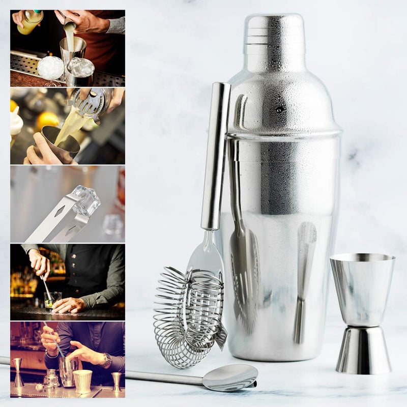 Cocktail Shaker Set with Stand, 15 Piece Bartender Kit Home Bar Accessories - Martini Shaker with Built-in Strainer, Muddler, Jigger, Drink Shaker 304 Stainless Steel, House Warming Gitfs New Home