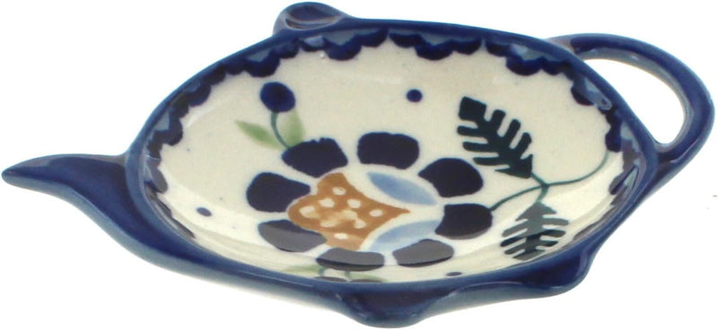 Blue Rose Polish Pottery Sunflower Teabag Holder