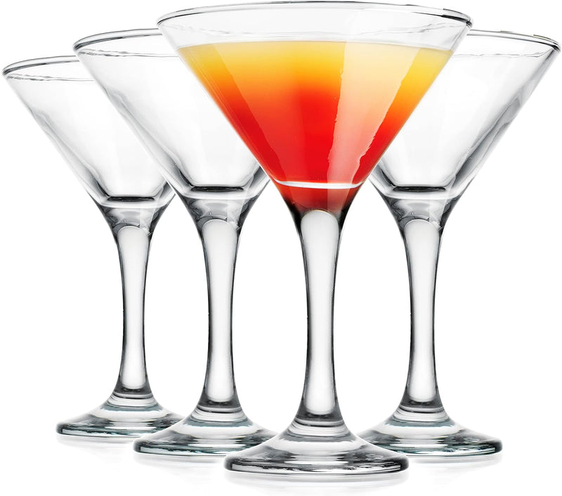 Glaver's Martini Glasses Set of 4 Cocktail Glasses, 6 Ounce Premium Strong Lead-Free Glass, Stemmed Margarita Glasses, For Bar, Martini, And More Dishwasher Safe