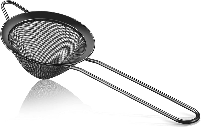 TeamFar Fine Mesh Strainer, 3.3’’ Stainless Steel Tea Strainer with Long Handle, Small Conical Cone Mesh Strainer for Cocktail Coffee Juice Flour, Non-Toxic & Easy Clean, Hanging Loop, Gold