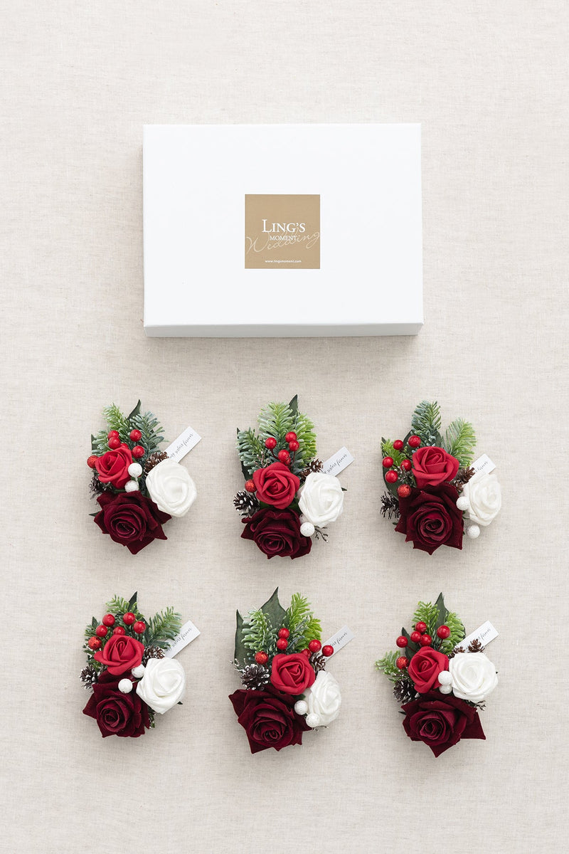 Christmas Red and Sparkle Wrist Corsages