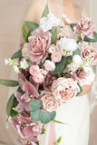 Large Cascade Bridal Bouquet in Dusty Rose & Cream